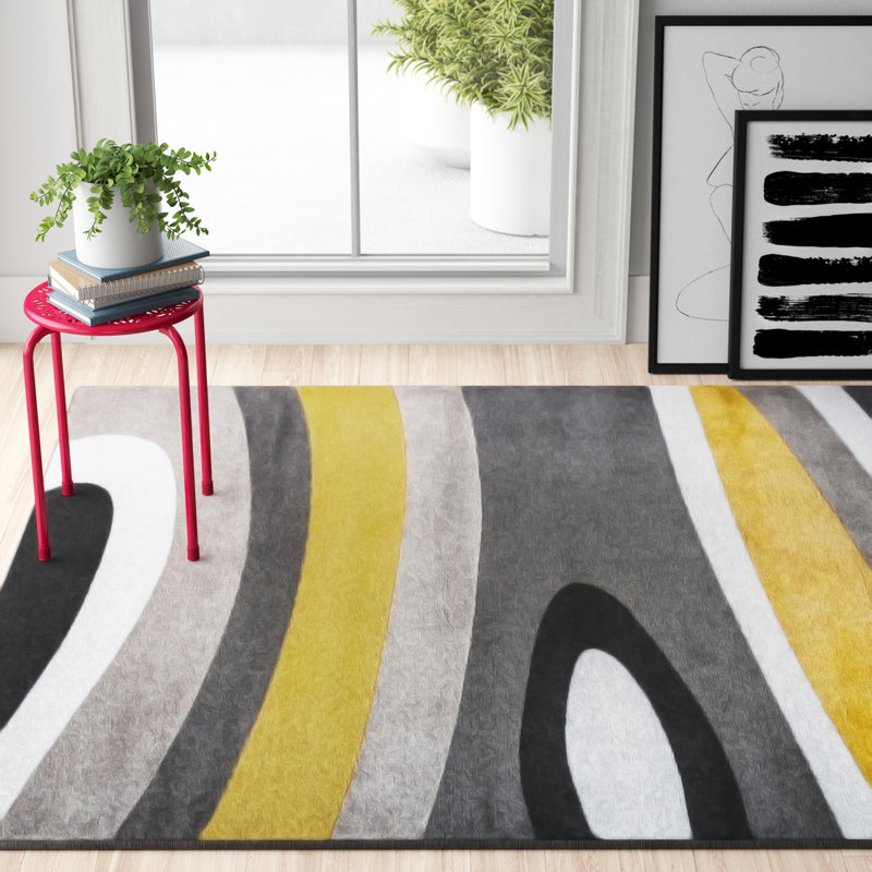 Zipcode Design Abstract Contemporary Modern Grey/Yellow Area Rug